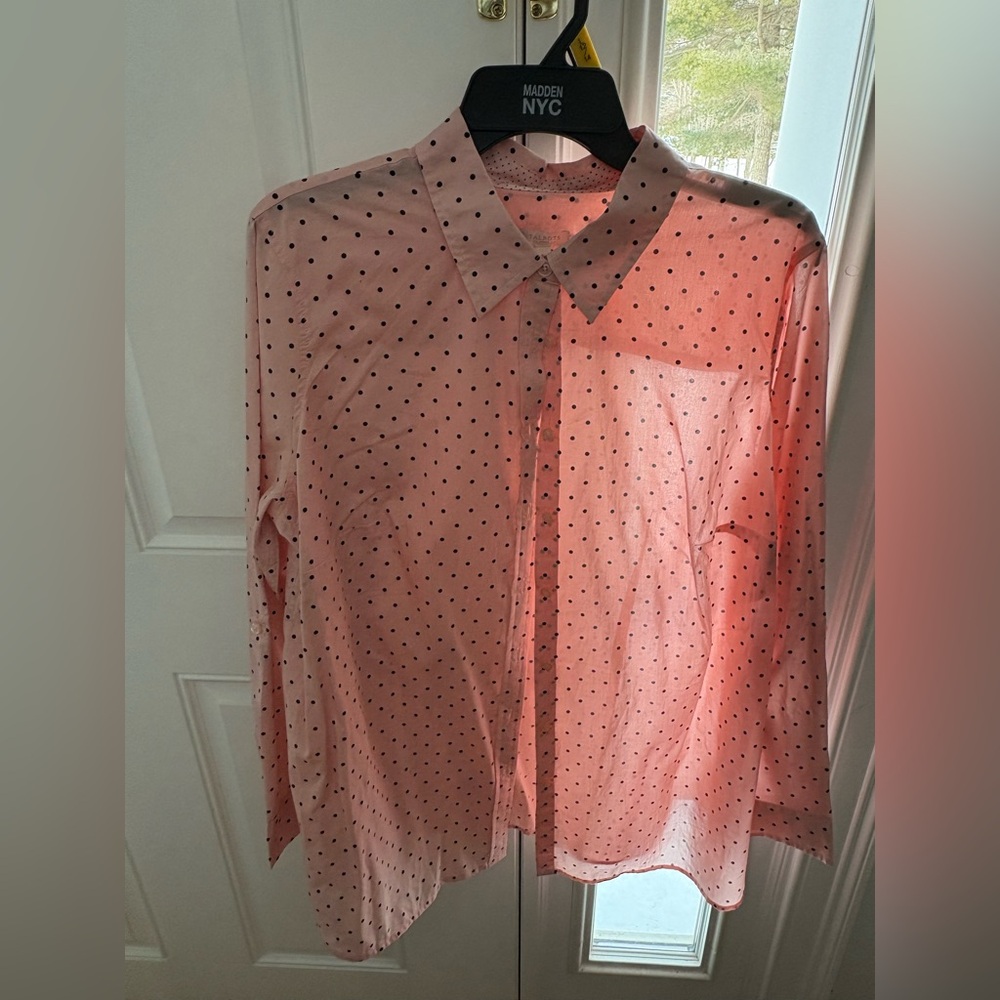 Talbots Women’s butting down blouse - Size 1X Pink and Black